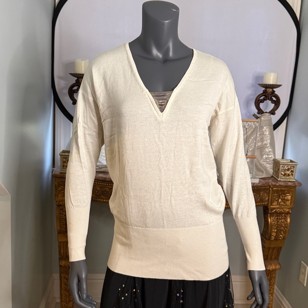 White House Black Market Ivory Knit Top